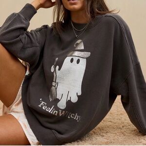 Aerie Charcoal Ghost Graphic Sweater